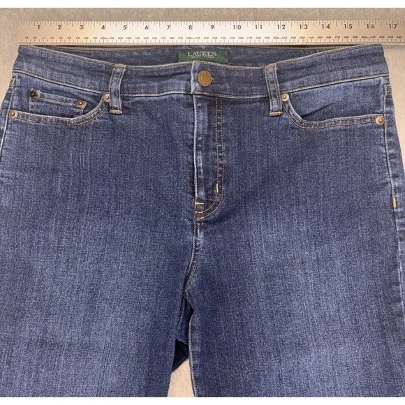 Lauren Ralph Lauren Womens Jeans Size 10 Dark Wash Embroidered Rare Print Crop - Picture 8 of 10